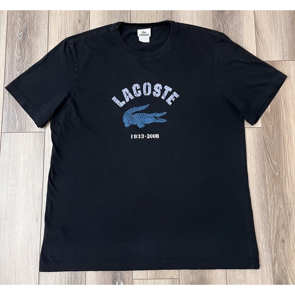 Lacoste Sport Men’s Short Sleeve Tee Sz 7 XXL Black Short Sleeve Alligator Logo - Picture 2 of 8